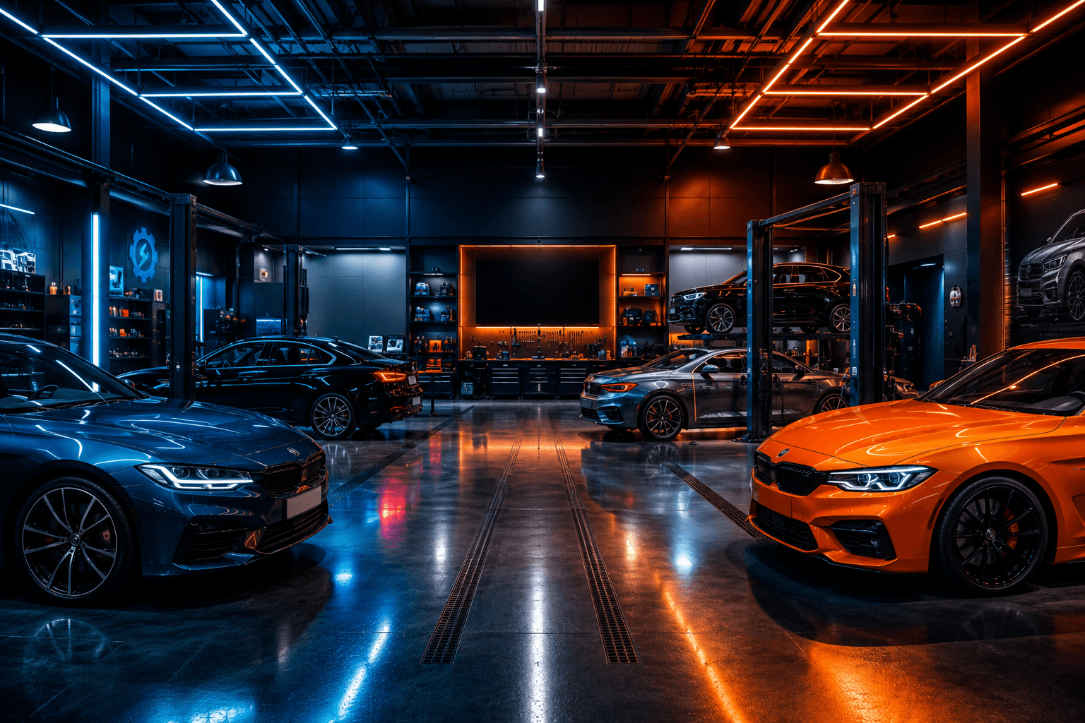 Premium garage reception with service advisor